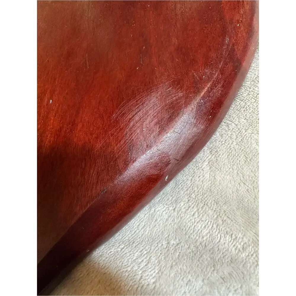 Vtg Mid Century Wood Leaf Divided Serving Platter 3 Section Tray Handle 20